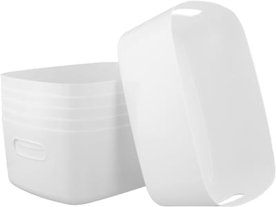 Set van 6 Witte Opbergdozen, Plastic Mandjes met Handvatten, Ideaal voor Badkamer, Keuken en Kantoor, 30.5 x 20.5 x 12 cm, Opbergbak zonder Deksel