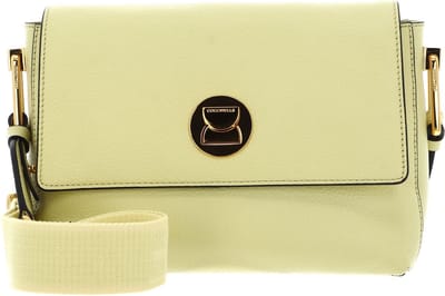 COCCINELLE Leren Schoudertas Liya Signature Handbag Grained Leather Lime Wash Lichtgeel