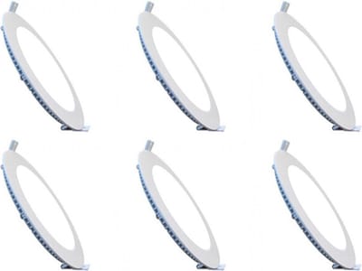 LED Downlight Inbouwspot 6 Stuks - Kingtron Thin - 6W 470lm 120° Bundelhoek - Helder/Koud Wit 6500K - IP40 - Rond - Wit - Ø128mm Buitenmaat - Ø110mm Zaagmaat