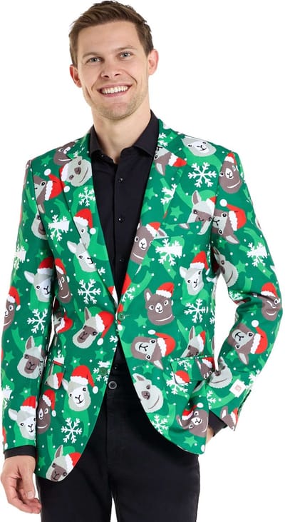 OppoSuits Men's Holiday Llamas Blazer - Kerst jasje - Verkleedkleding - XMAS - Fout Kerstpak - Maat EU 48