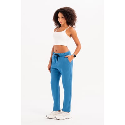 JUSTEVER Relaxed Fit, verhoogde, met fleece gevoerde blauwe dames trainingsbroek - Echo