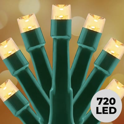Lomera Kerstverlichting - Kerstlampjes - Kerstboomverlichting - LED Lichtsnoer - 720 LED Lampjes - Extra Warm Wit - Binnen en Buiten - 54 Meter Lengte - Groene Snoer - Ip44 Adapter - Energiezuinig 9W - Kerstverlichting - Feestverlichting