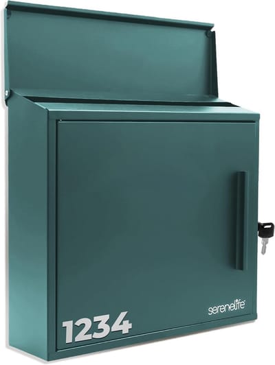 Brievenbus met slot - Wandmontage brievenbus - Post veilig ontvangen - Roestvrij staal - 35 x 33 cm - Groen
