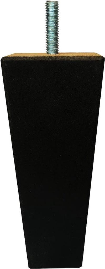 Meubelpoot zwart taps 5,5 bij 5,5 cm en hoogte 13 cm van massief hout (M8) - Set van 4 stuks