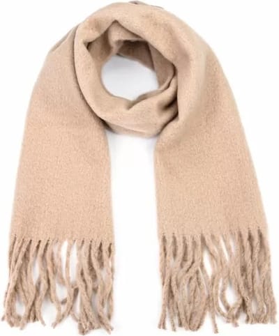 Khaki Wintersjaal Warm Bliss - Lange Dikke Sjaals - Lange fringe - Khaki