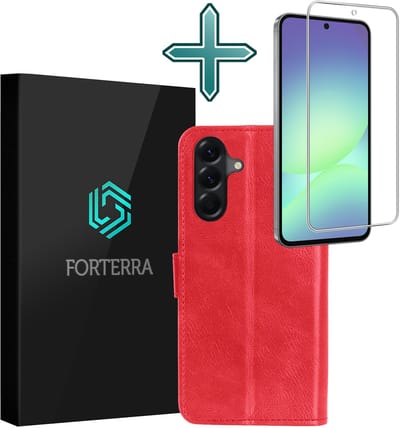 Hoesje Met Screenprotector - Geschikt voor Samsung Galaxy A56 - Luxe Pasjeshouder - Flipcase - Bookcase Portemonee - Flip Case - Kunstleer Book Case - Book Cover - Walletcase - Portemonneehoes - Rood