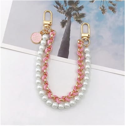 Verstelbare Tasriem met Kralen en Metaal, Ideaal voor Handtassen en Clutches in Roze, DIY Accessoire voor Modebewuste Vrouwen