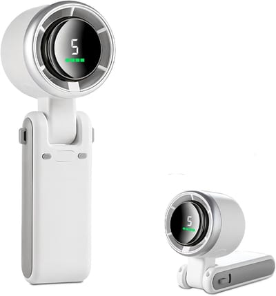 Verpakking van 1 stuk - Handventilator - Ventilator - Opvouwbare ventilator - Draagbaar - 5 snelheden - Supersterke wind - Borstelloze motor - Inclusief draagkoord - Geschikt voor scholen, kantoren en buitenactiviteiten - 59,5*52*172 mm - Wit