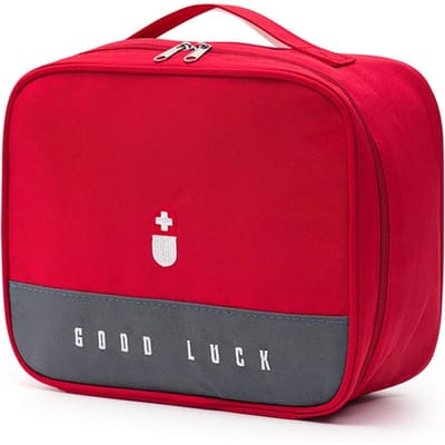 TOVBMUP Eerste hulp set voor kamperen en reizen - Waterdichte medicijntas met compartimenten - Geschikt voor thuis, kantoor en onderweg - Oxforddoek - 25x13,5x20cm - Handige draagtas met metalen ritssluiting