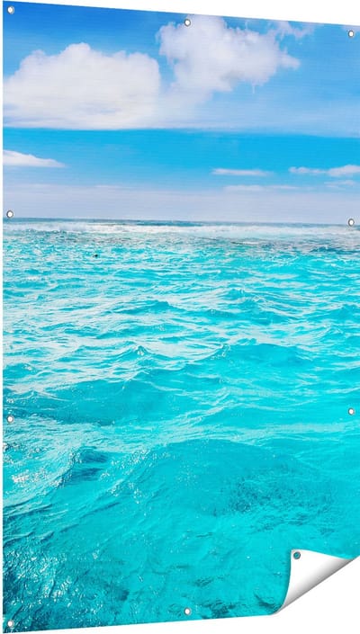 Gards Tuinposter Blauwe Caribische Zee Water - 100x150 cm - Tuindoek - Tuindecoratie - Wanddecoratie buiten - Tuinschilderij