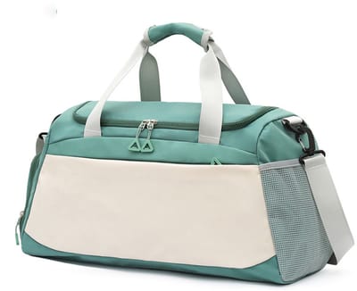 Groene Fitness tas met natte zak en apart schoenenvak, grote sporttas voor sportschool zwemmen en weekend weg 50x23x27cm