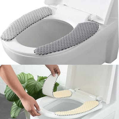 aladdien - Warm Toilet Seat Cushions - Padded Toilet Seat Cover - Comfortabel en stijlvol - Grijs en Beige - Geschikt voor ovalen en ronde toiletten...