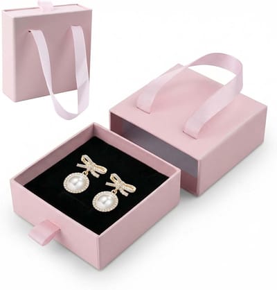 Geschenkdoos voor sieraden, 2 stuks, papier, 9 x 9 x 3,2 cm, ideaal voor halskettingen, oorbellen en ringen, perfect voor cadeauverpakking en opslag