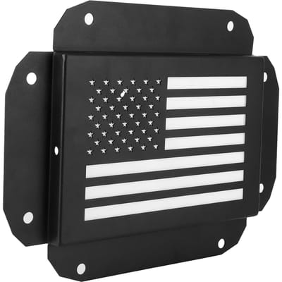 Plaque de suppression de roue de secours pour hayon LED Motif Drapeau Américain Couleur Lumière Rouge Convient pour Jeep JK 07 17 black