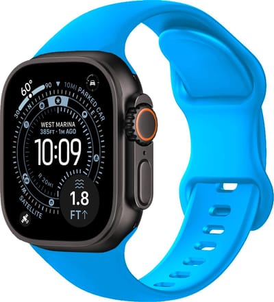 Siliconen Bandje Geschikt voor Apple Watch Ultra 1, 2, 3 (49 mm) Bandje Siliconen - Horloge Band Verstelbaar Polsband - Blauw