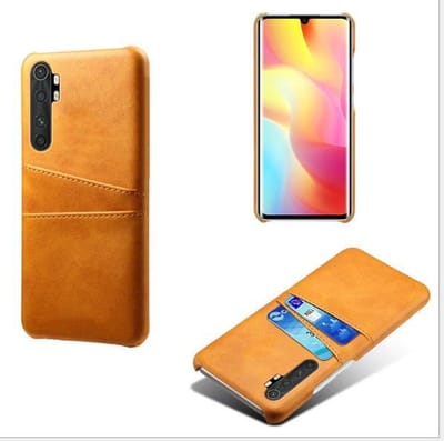 Back Cover met Opbergvakjes + Gehard Glas Screenprotector voor Xiaomi Mi Note 10 Lite _ Bruin
