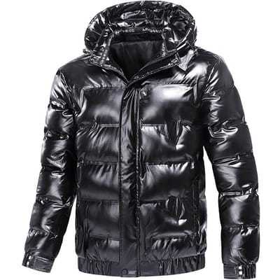 Winter Warme Gewatteerde Jas met Reliëf Heren Jas met Capuchon Glanzende Gewatteerde Jas 2XL gray