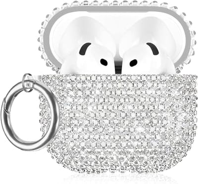 AirPods 4 Hoesje - Oordopjes Case - Bescherming Opladen - Met Strass Diamanten - 50 Gram - Zilver