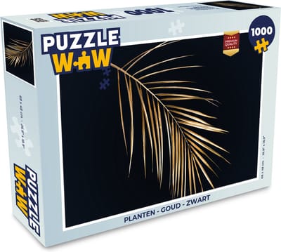 Puzzel Planten - Goud - Zwart - Bladeren - Luxe - Legpuzzel - Puzzel 1000 stukjes volwassenen