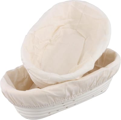 Gaarmanden Set - Broodmanden Rotan - Brood Bakken - Met Linnen Doek - 25 en 28 cm - Bruin