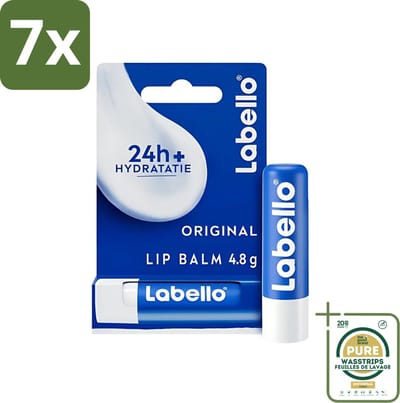 7 x Labello - Original - Lippenbalsem - Hydraterend - Stick - 4.8 g - Grootverpakking - Lippenbalsem - Lippenhydratatie - Lippenbescherming - Droge Lippen - Weersinvloeden