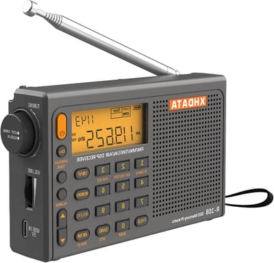 Draagbare Radio - Wereldomroep Ontvanger - Luisteren naar Luchtvaart - DSP Digitale Ontvangst - 210 Gram - Grijs