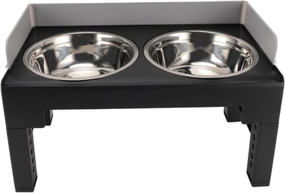 Verhoogde Hondenbak - Voerstation Hond - Comfortabel Eten - Verstelbare Hoogte Hoek - 44 x 27 x 9 cm - Grijs