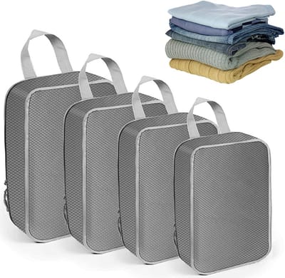 Compression Cube - Packing Cubes - Packing Cubes Backpack - Waterdicht - Stofdicht - Dubbele Ritssluiting - voor Koffers en Tassen - 4 Stuks