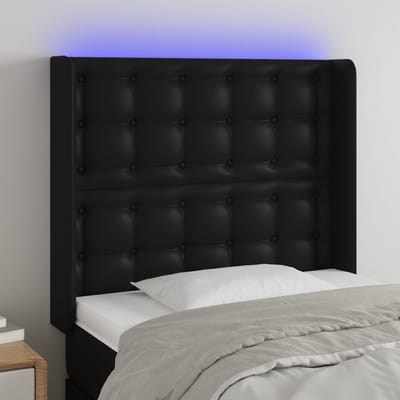 vidaXL - Hoofdbord - LED - 83x16x118/128 - cm - kunstleer - zwart