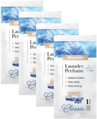 Elix - Amarella Wasparfum - Set van 4 Sachets - Laundry Perfume - Wasverzachter Parfum - Antistatisch Strijkgemak - Langdurig - 10ml Sachet - Classic