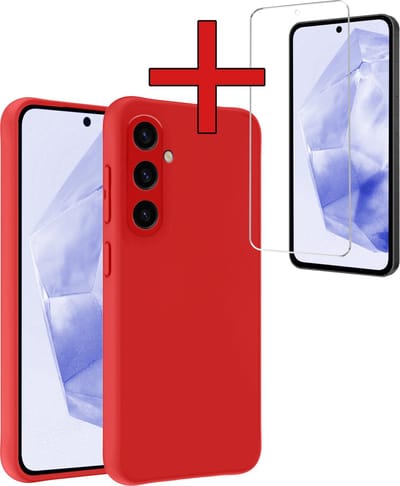 Hoesje - Met Screenprotector - Geschikt voor Samsung Galaxy A35 - Sterk & Shockproof - Telefoon Hoes - Back Cover - Siliconen Case - Telefoonhoes - Rood