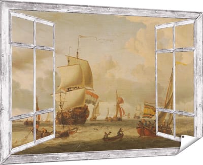Gards Tuinposter Doorkijk De Rede van Enkhuizen - Abraham Storck - 180x120 cm - Tuindoek - Tuindecoratie - Wanddecoratie buiten - Tuinschilderij