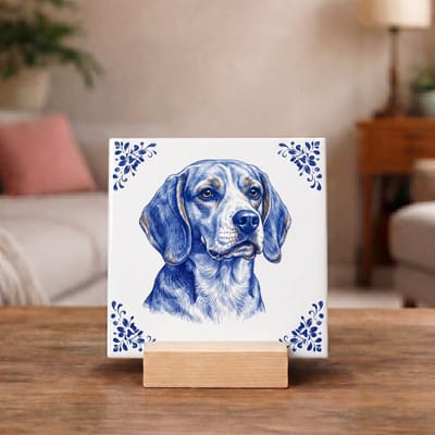 Delftsblauw Tegeltje 11x11 Beagle – Cadeau voor Hondenliefhebber of Baasje