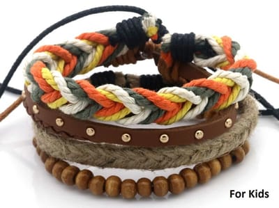 Armbandenset - kinderen - hout en touw - trendy - verstelbaar