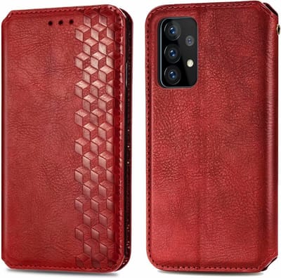 Hoesje geschikt voor Samsung Galaxy A52S - Bookcase - Pasjeshouder - Portemonnee - Diamantpatroon - Kunstleer - Rood