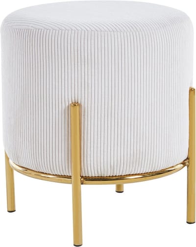 Poef Mia Wit - Stof - Breedte 35 cm - Diepte 35 cm - Hoogte 38 cm