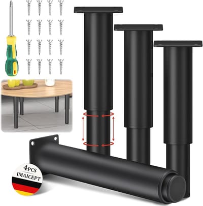 Verstelbare meubelpoten 25-40 cm - 4 stuks, metaal, zwart, perfect voor kasten en meubels
