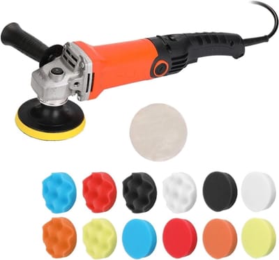 Elektrische Polijstmachine - Waxer - Meubels Afwerken - Verstelbare Snelheid - 1200 W - Zwart Oranje
