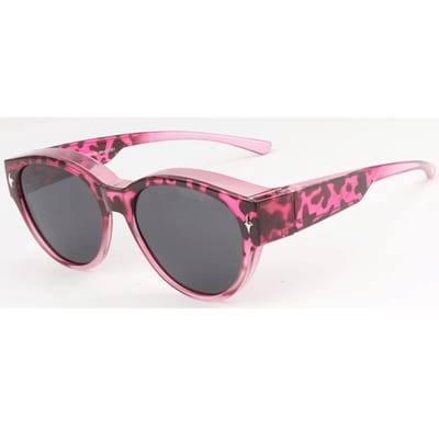 Overzet zonnebril - Overzetzonnebrillen - Polarized - Ontspiegelde glazen - Montuur roze - Donkere glazen - Inclusief beschermhoesje