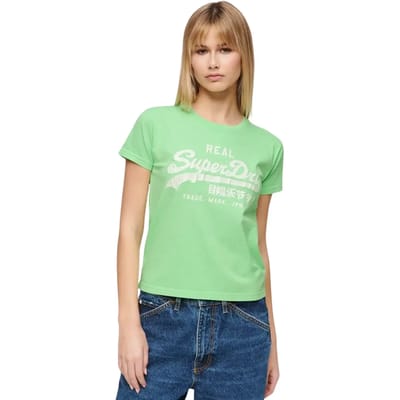 Superdry - Slimfit T-shirt met neonprint - Dames - T-shirts
