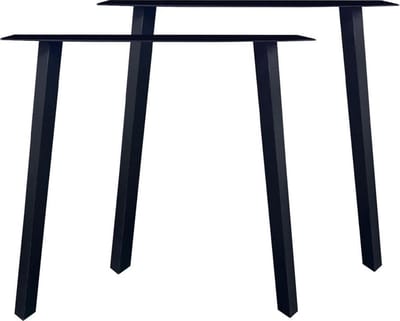 FLE - Stalen schuine zwarte tafelpoten 76 bij 10 cm en hoogte 72 cm (4 x 4 cm) - Set van 2 stuks