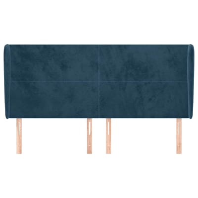 vidaXL - Hoofdbord - met - randen - 163x23x118/128 - cm - fluweel - donkerblauw