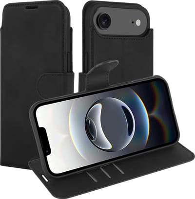 Just in Case hoesje geschikt voor iPhone Air Hoesje met Pasjeshouder - Premium Bookcase - Zwart