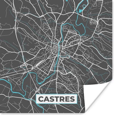 Poster Castres - Frankrijk - Stadskaart - Kaart - Plattegrond - 100x100 cm XXL