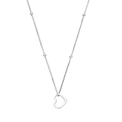 Zilver gerhodineerd collier hartje 41 + 4 cm - 1340541