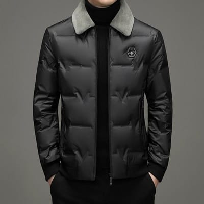 Doudoune Homme Hiver Nouvelle Veste Amovible Col Laine Haut De Gamme Décontractée Chaude Et Résistante Au Froid Doudoune Mince pour Homme 4XL black