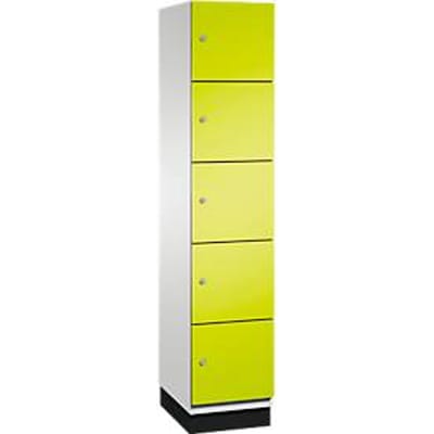 C+P Cambio lockerkast, 1 vak, 5 vakken, met plint, B 400 x D 525 x H 1980 mm, lichtgrijs/kleedgroen
