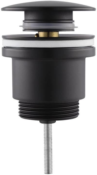 SaniGate Clickwaste Push-Up 5/4" met Overloop – Mat Zwart – Universele Wastafel Afvoerplug – Pop-up Plug