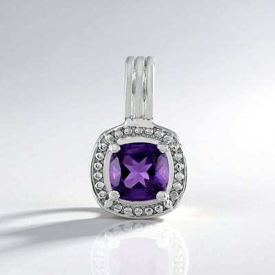 Cavill - 925 Sterling Zilver Hanger met 0.819 ct Braziliaanse Amethist - Antiek Kussen Slijpsel - Elegant Paars Sieraad 16x10 mm
