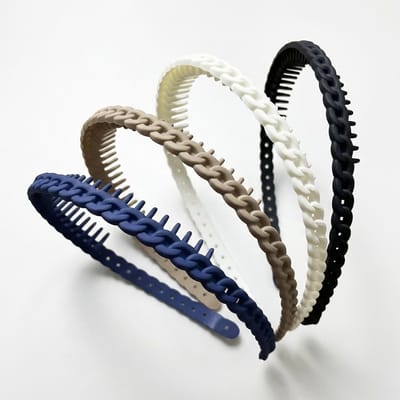 Set van 4 gevlochten haarbanden diadeem met tanden – blauw, bruin, crème en zwart – antislip hoofdbanden